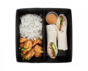 КОМБО С РИСОМ И КУРИЦЕЙ В КИСЛО-СЛАДКОМ СОУСЕ + ТОРТИЛЬЯ 